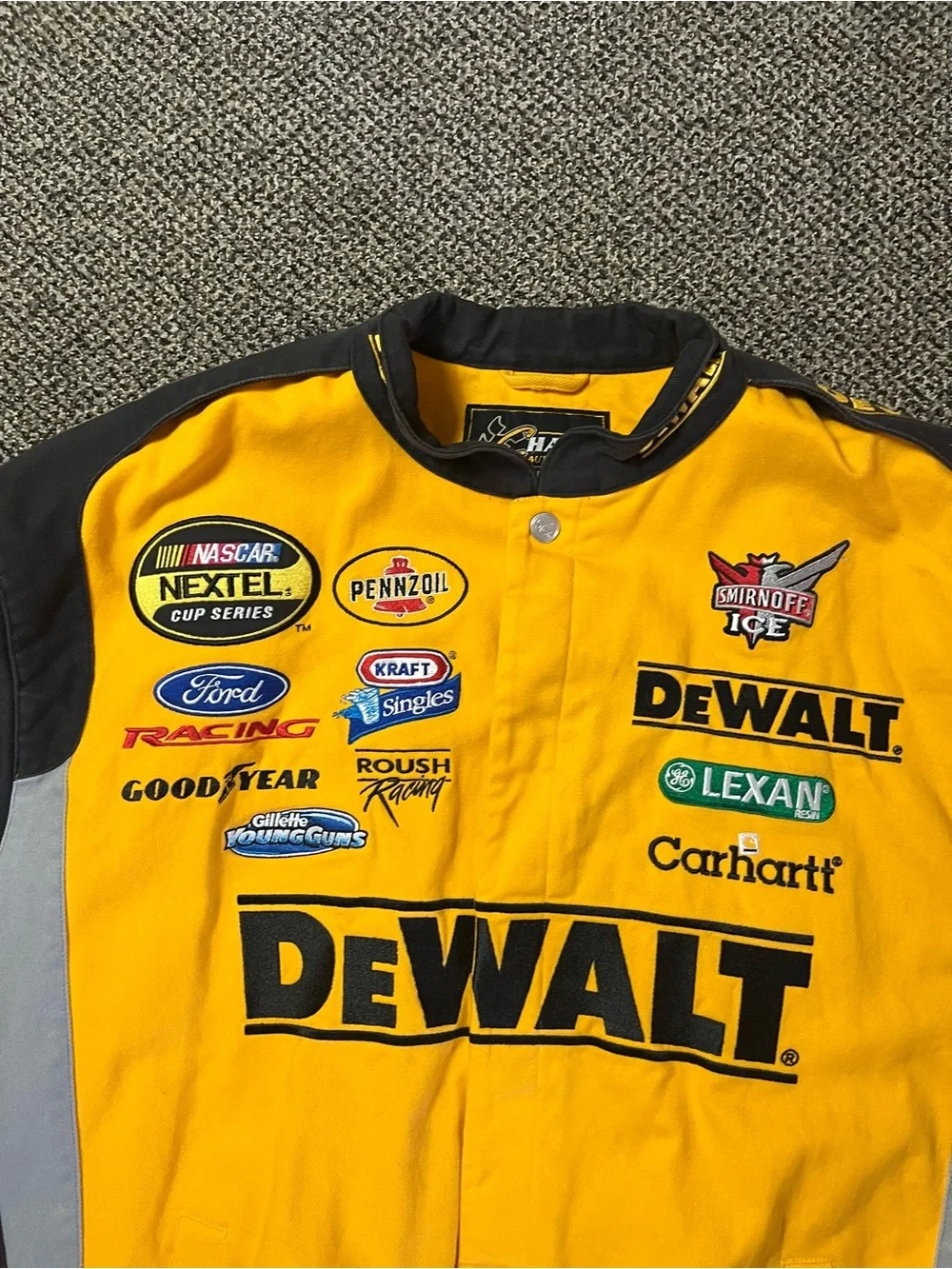 Vintage Y2K Chase Authentics Dewalt NASCAR Jacket Yellow Black XL Heavy Duty